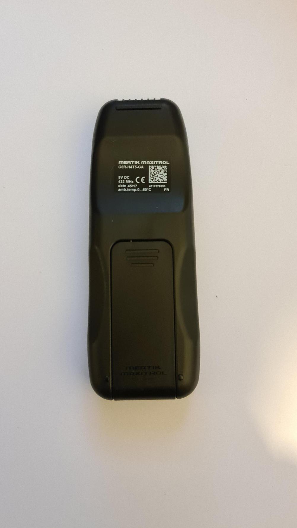 Mertik maxitrol G6R-H4T5-GA Remote Control - Back Image