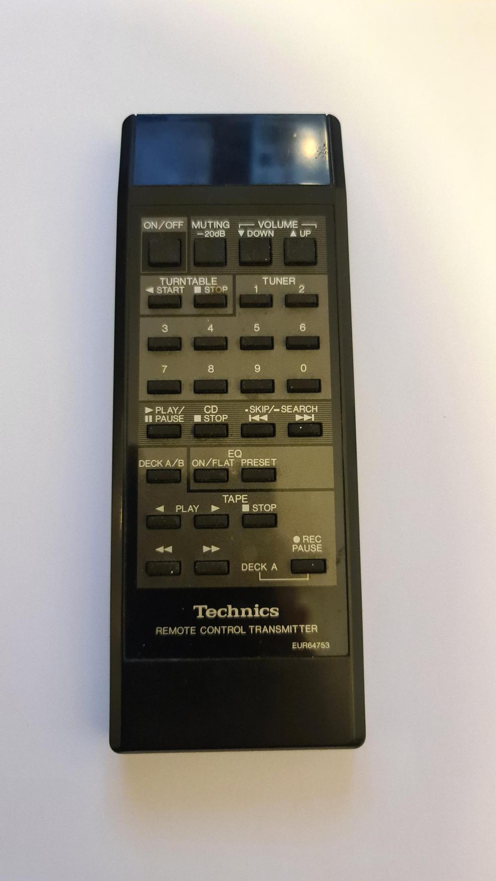 Technics EUR64753 Remote Control - Front Image