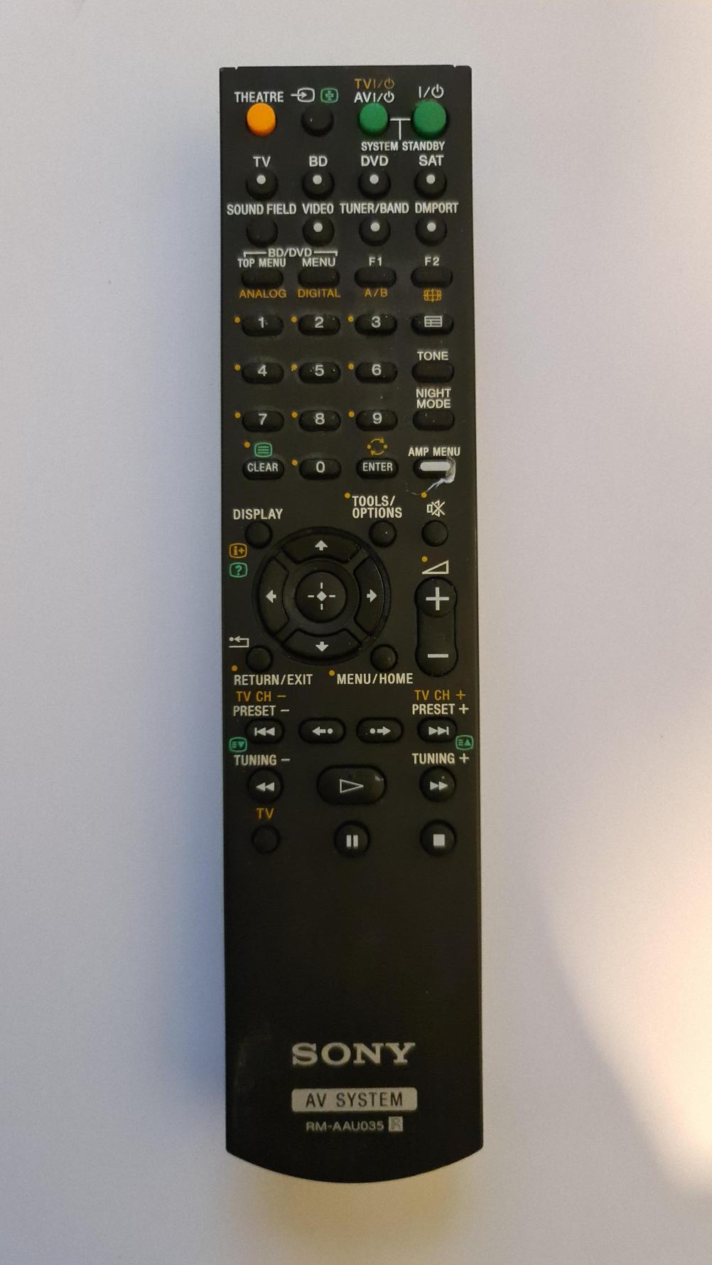 Sony RM-AAU035 Remote Control - Front Image