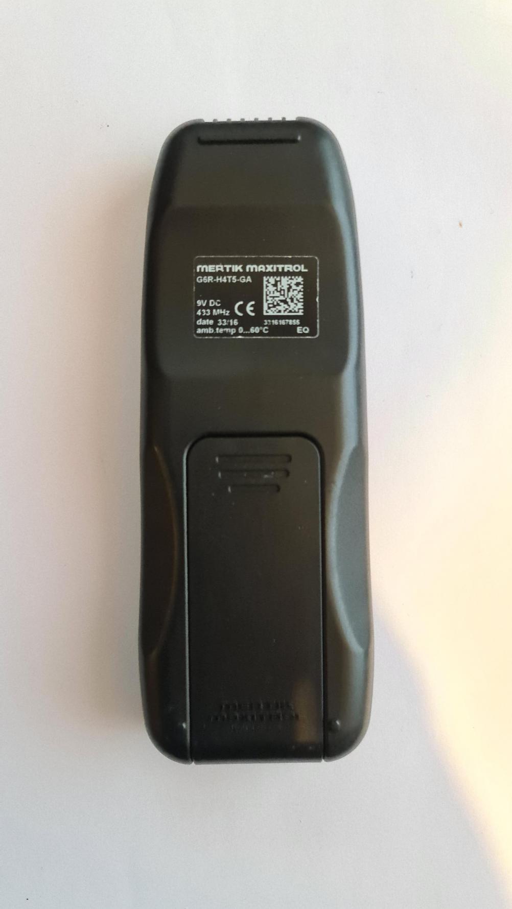 Gazco (Mertik Maxitrol)  Remote Control - Back Image