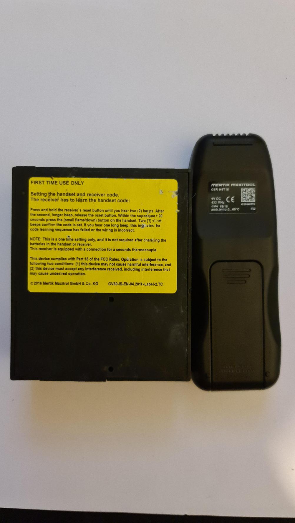 Mertik Maxitrol  Remote Control - Back Image