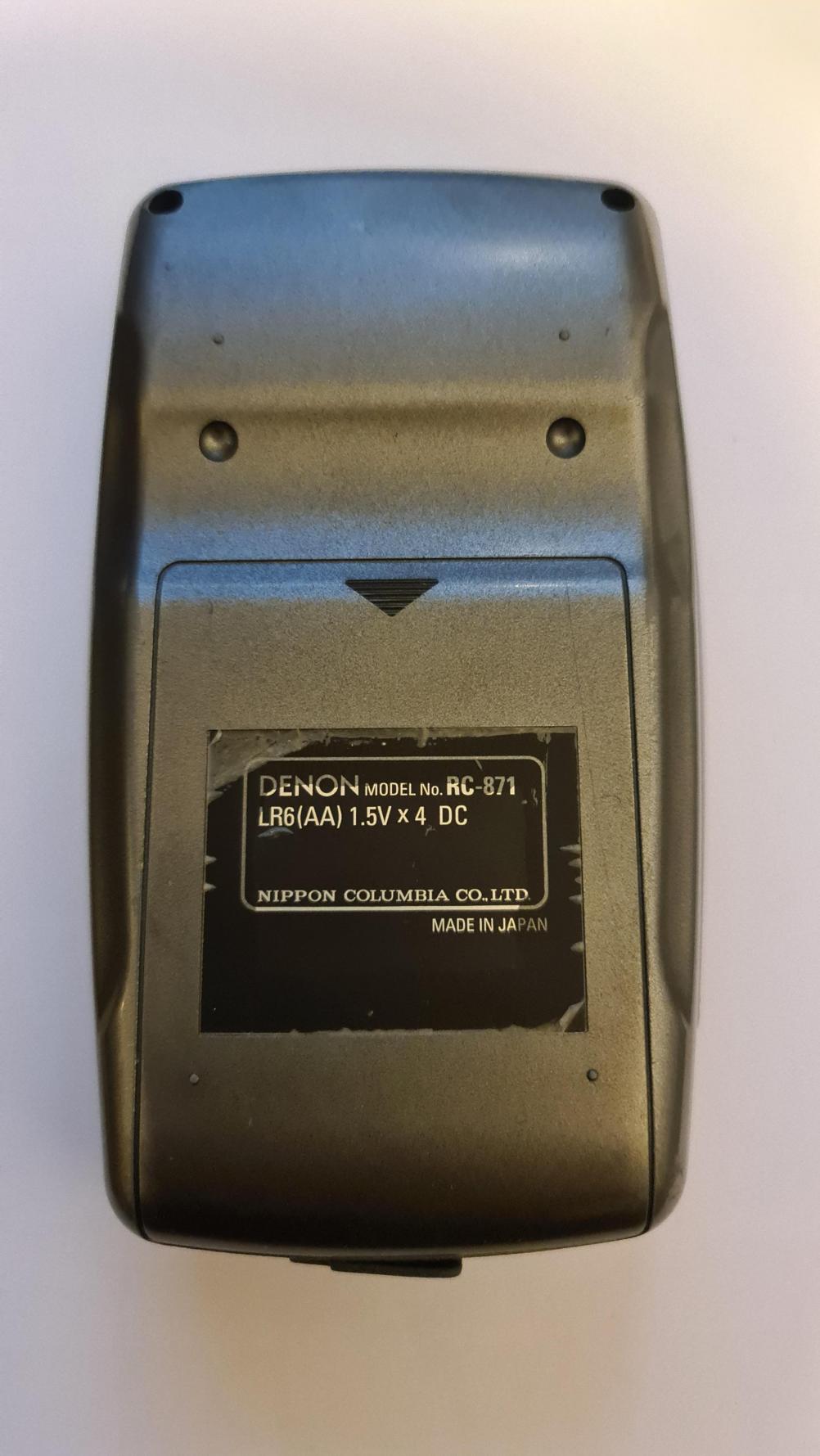 Denon  rc 871 Remote Control - Back Image