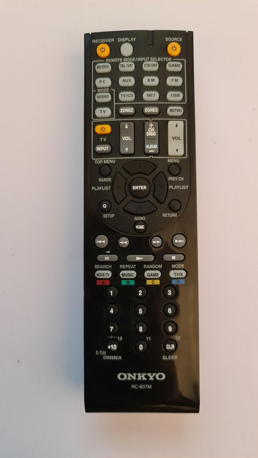 Onkyo RC-837M Remote Control - Front Image