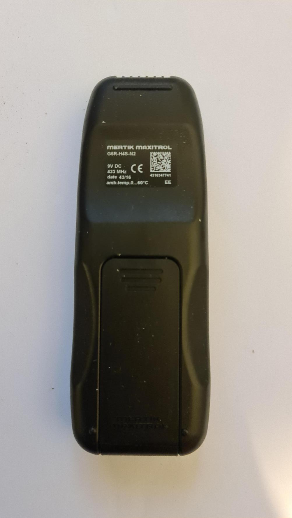 Mertik Maxitrol G6R-H4S-N2 Remote Control - Back Image
