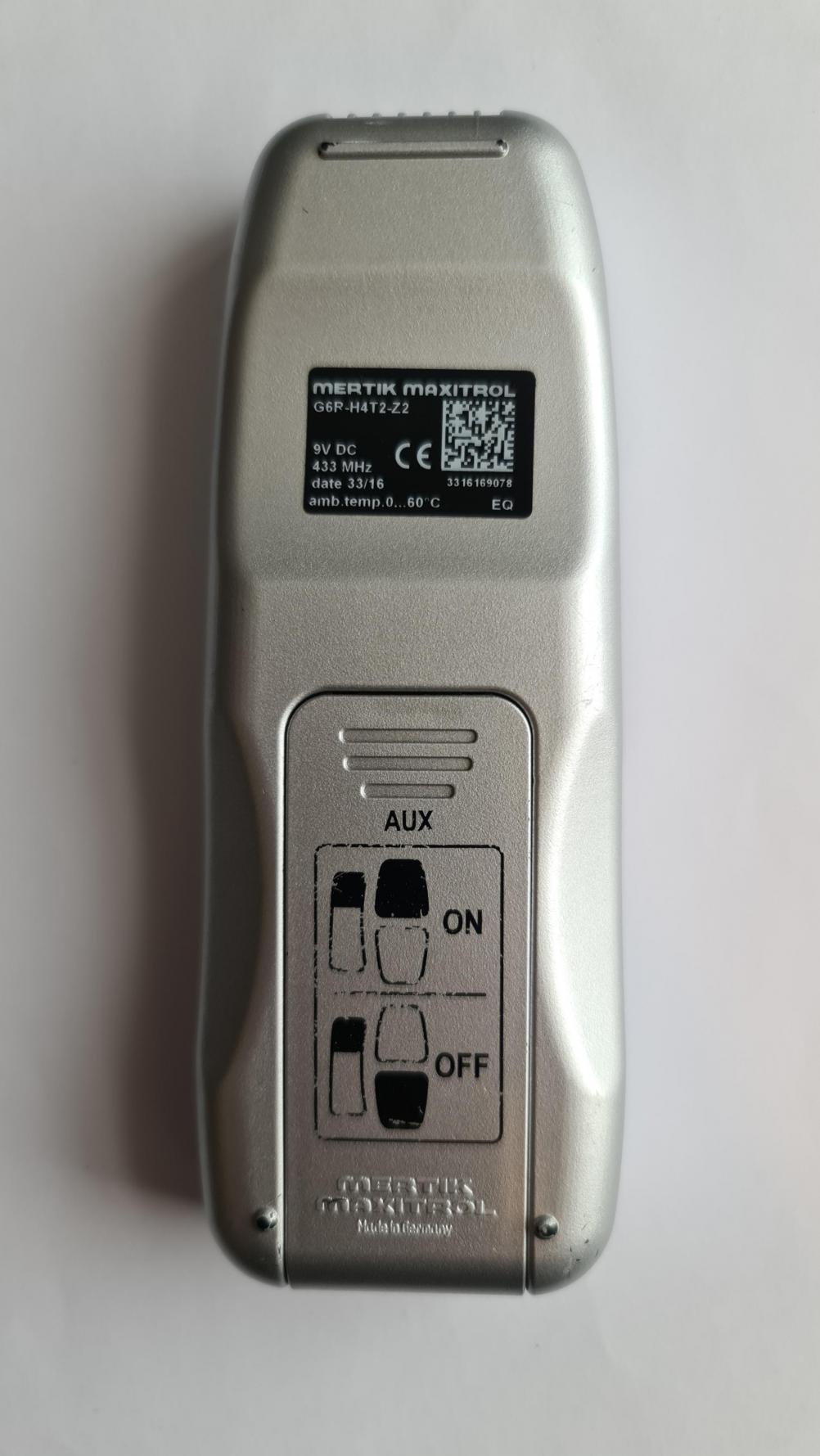 Mertik Maxitrol  G6R H4T2 Remote Control - Back Image