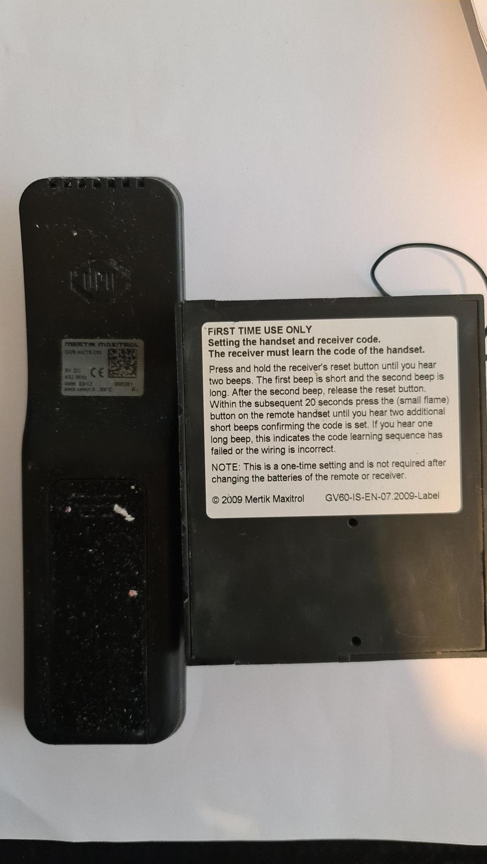 Merton Matxitrol  Remote Control - Back Image