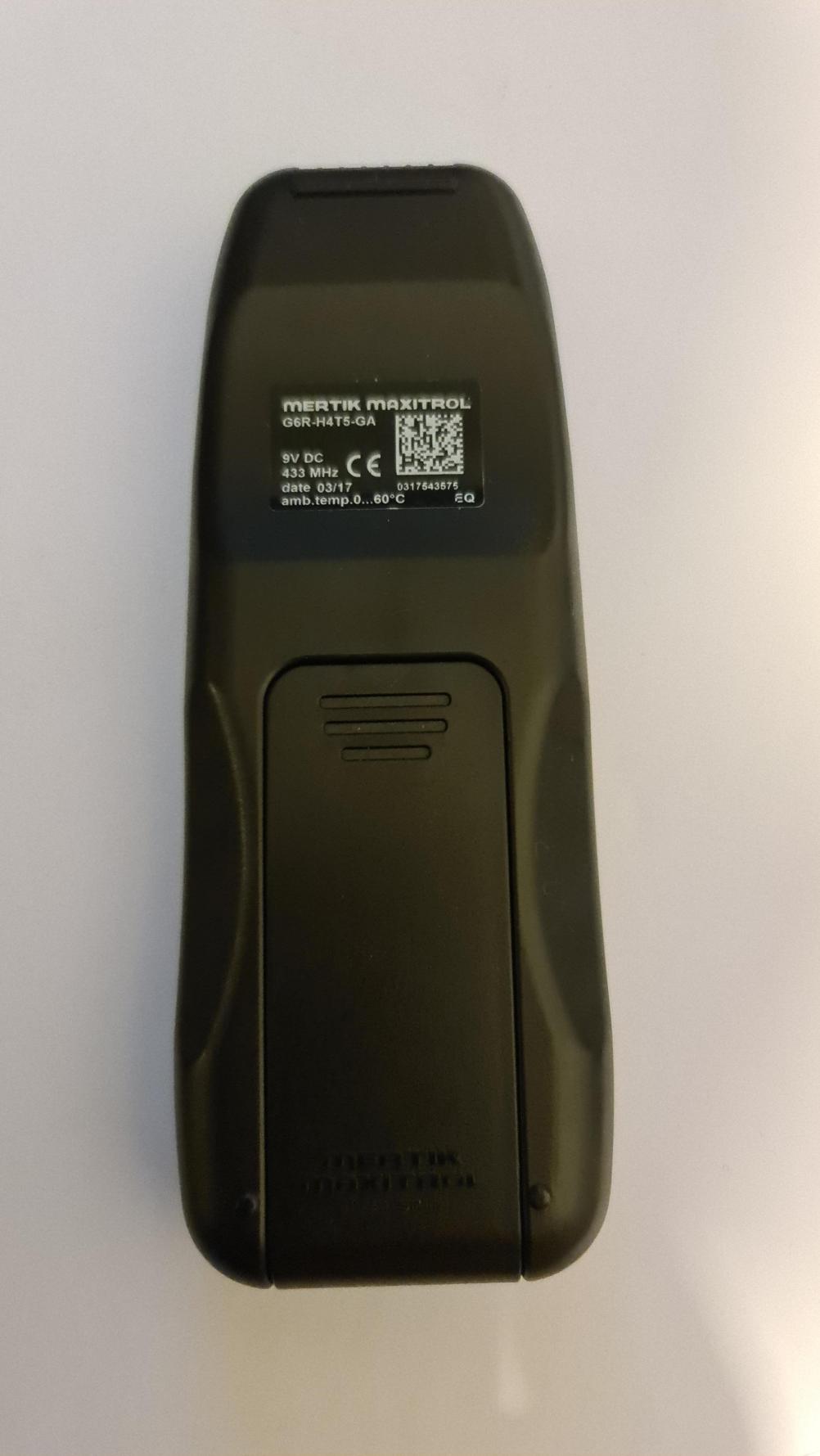 Metric Maxitrol  Remote Control - Back Image