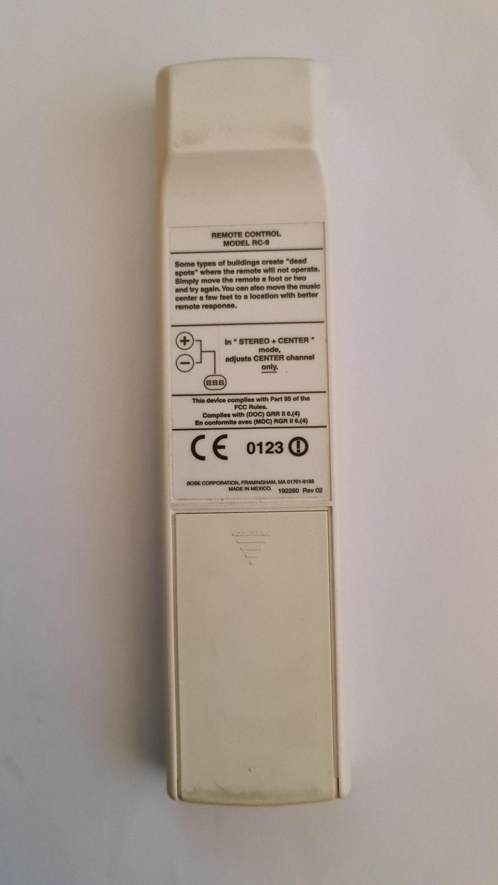 Bose  Remote Control - Back Image