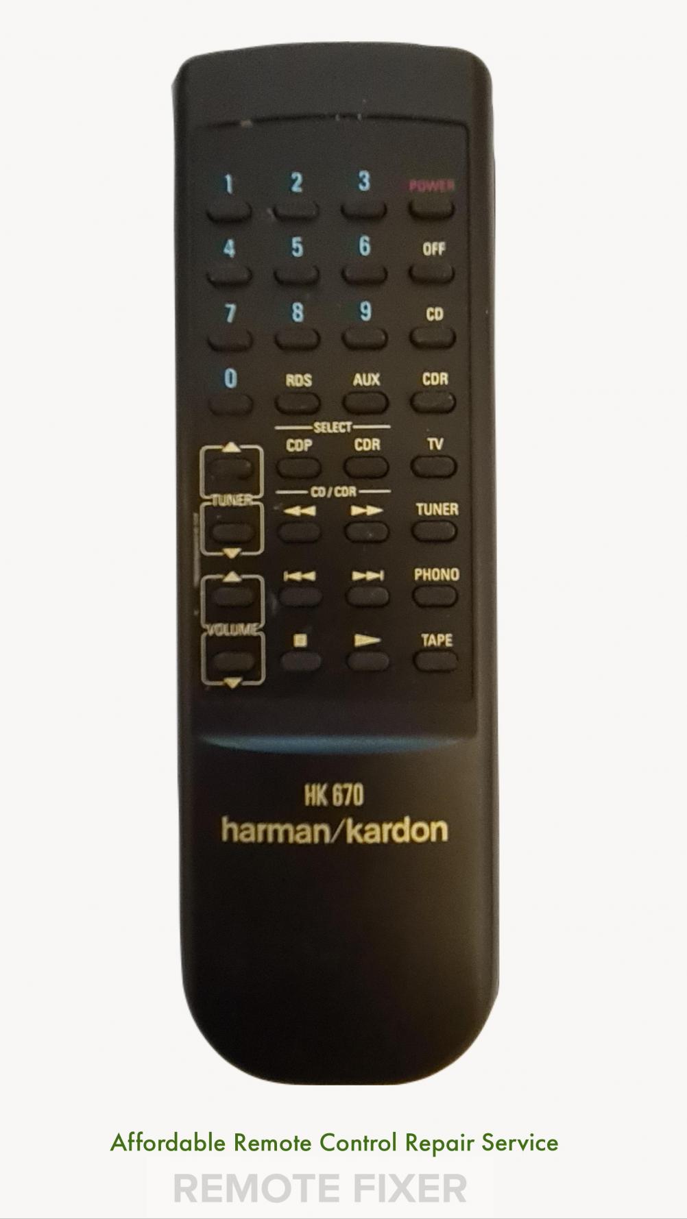Harman and Karon HK 670 Remote Control - Front Image