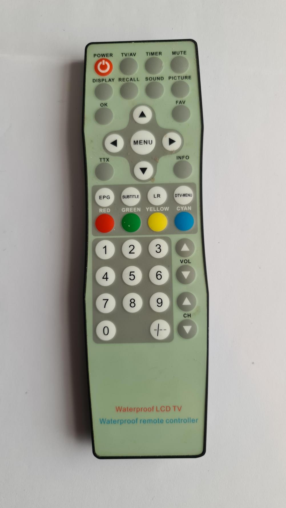 Waterproof LCD TV  Remote Control - Front Image