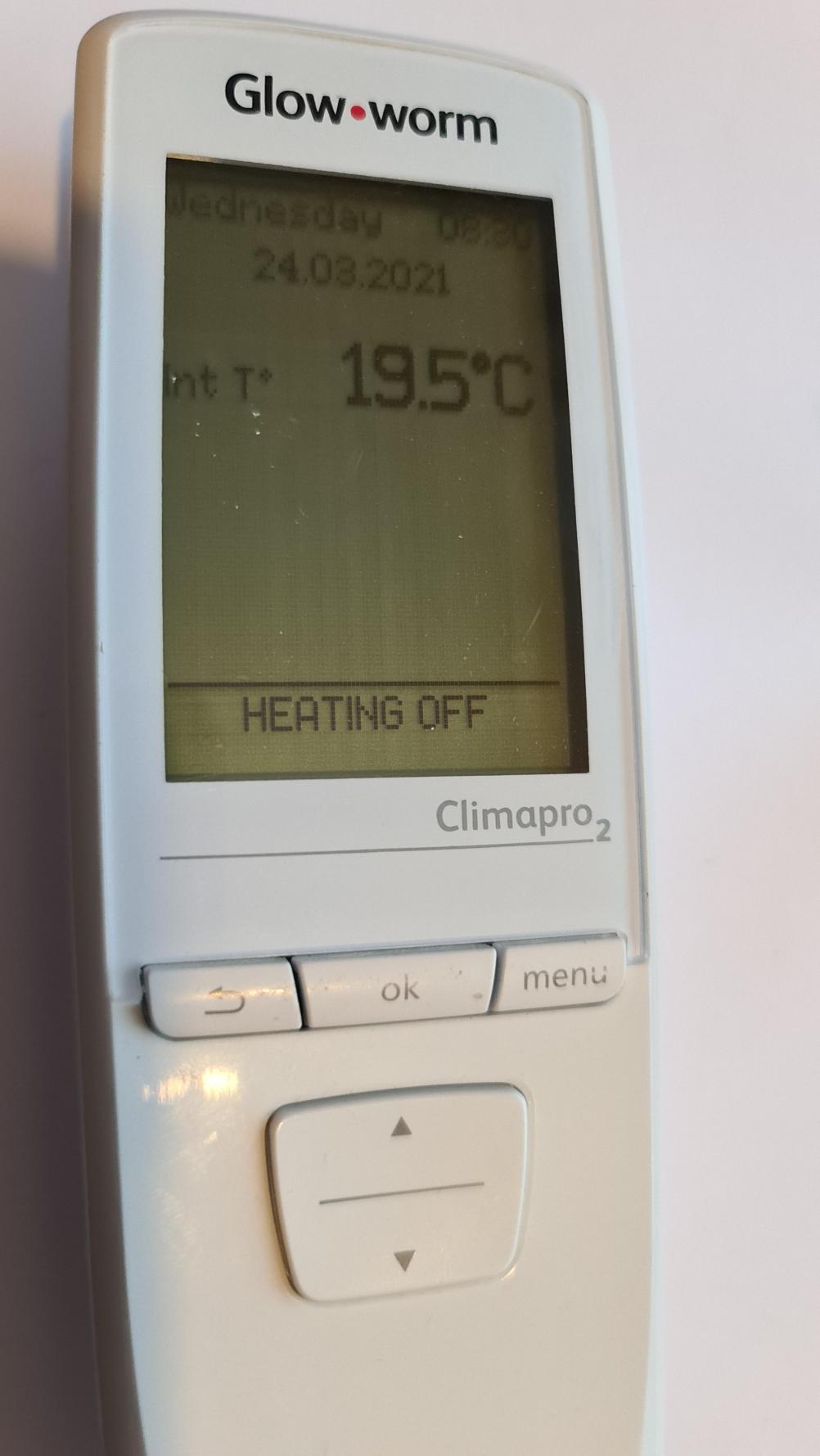 Glow Worm  Climapro2 RF B Remote Control - Second Inside Image