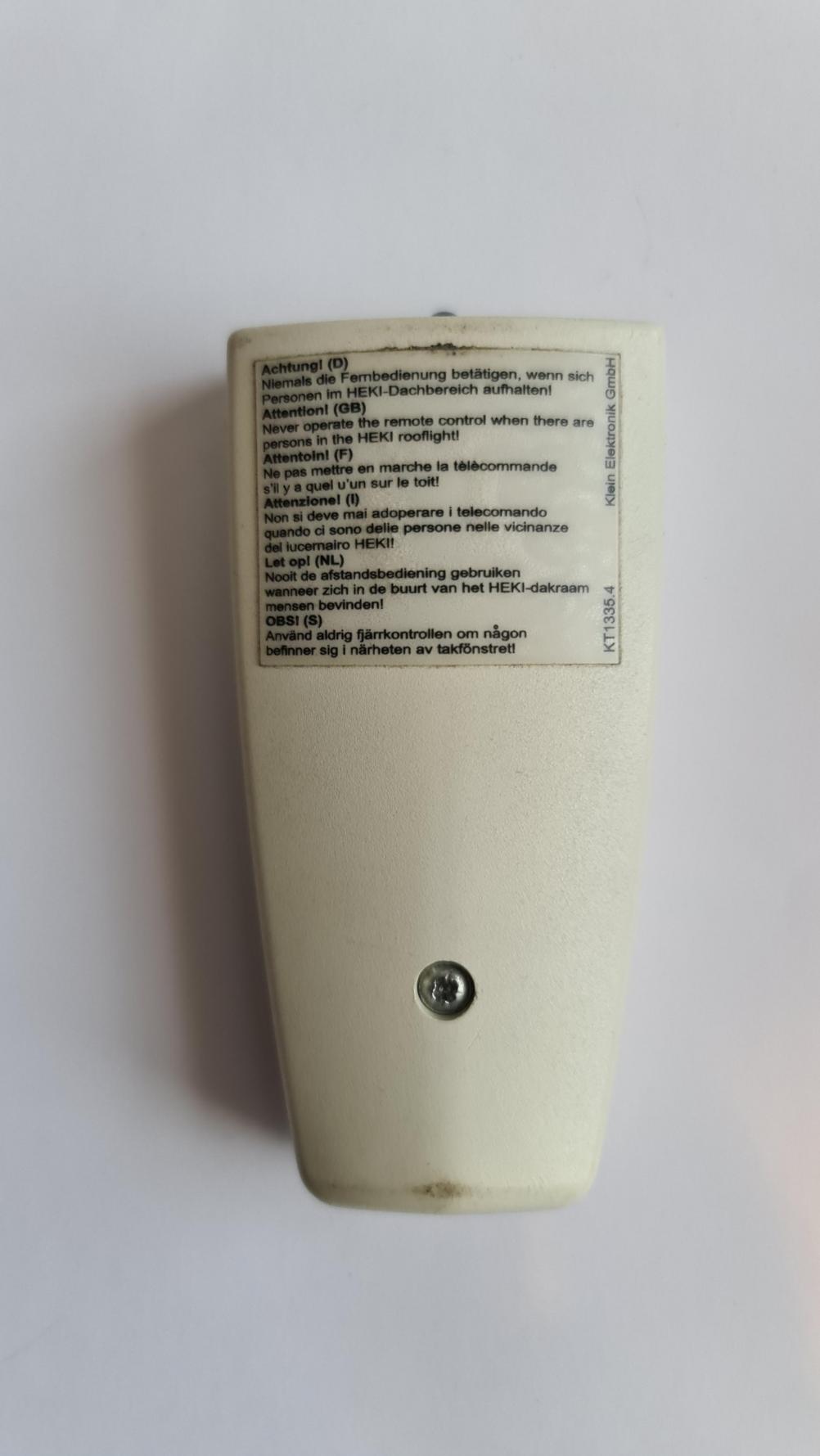 Heki Dometic  Remote Control - Back Image