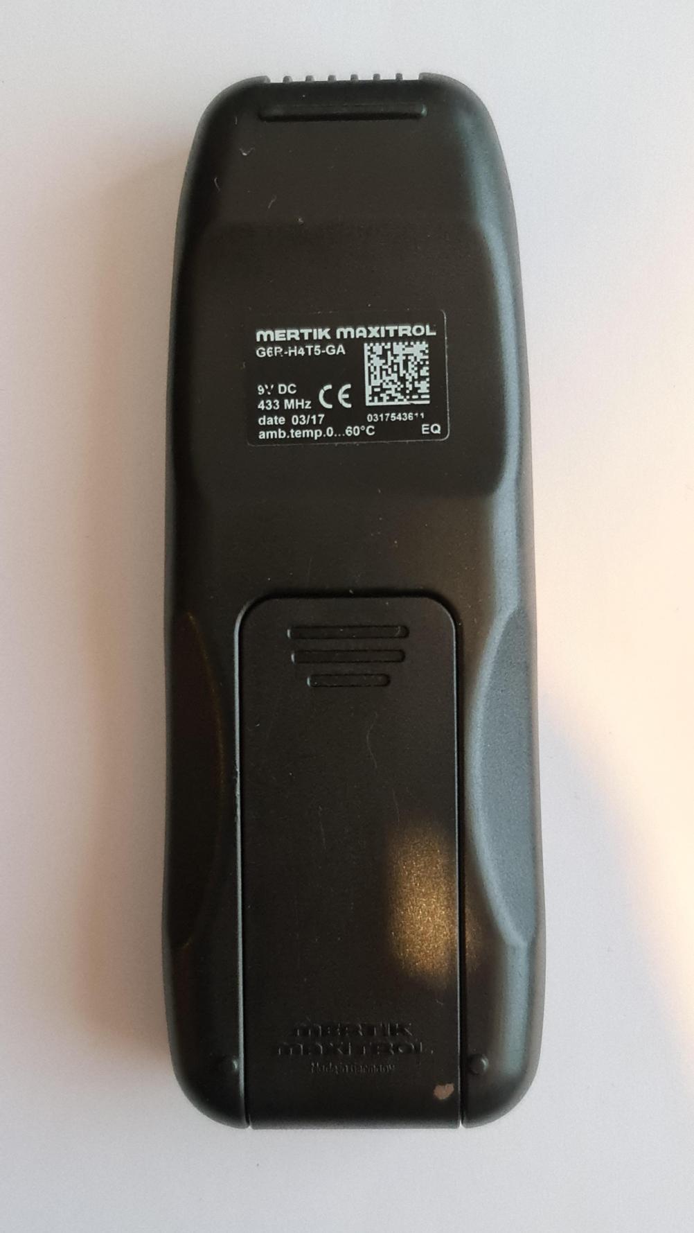 Gazco Mertik Maxitrol G6R-H4T5-GA Remote Control - Back Image