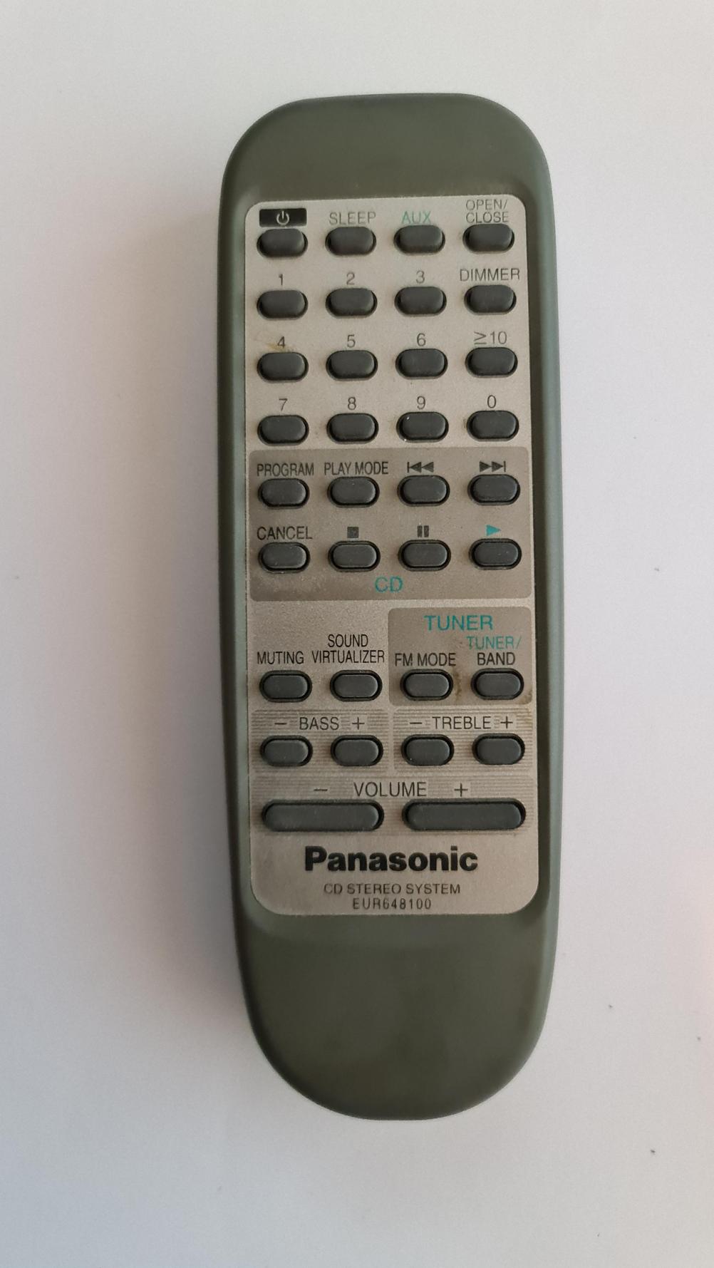 Panasonic EUR648100 Remote Control - Front Image