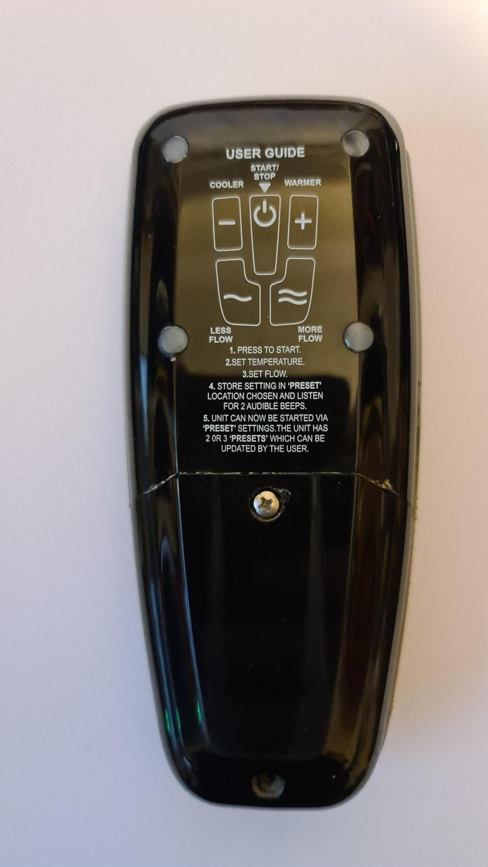 AQUA DIGITEMP Remote Control - Back Image