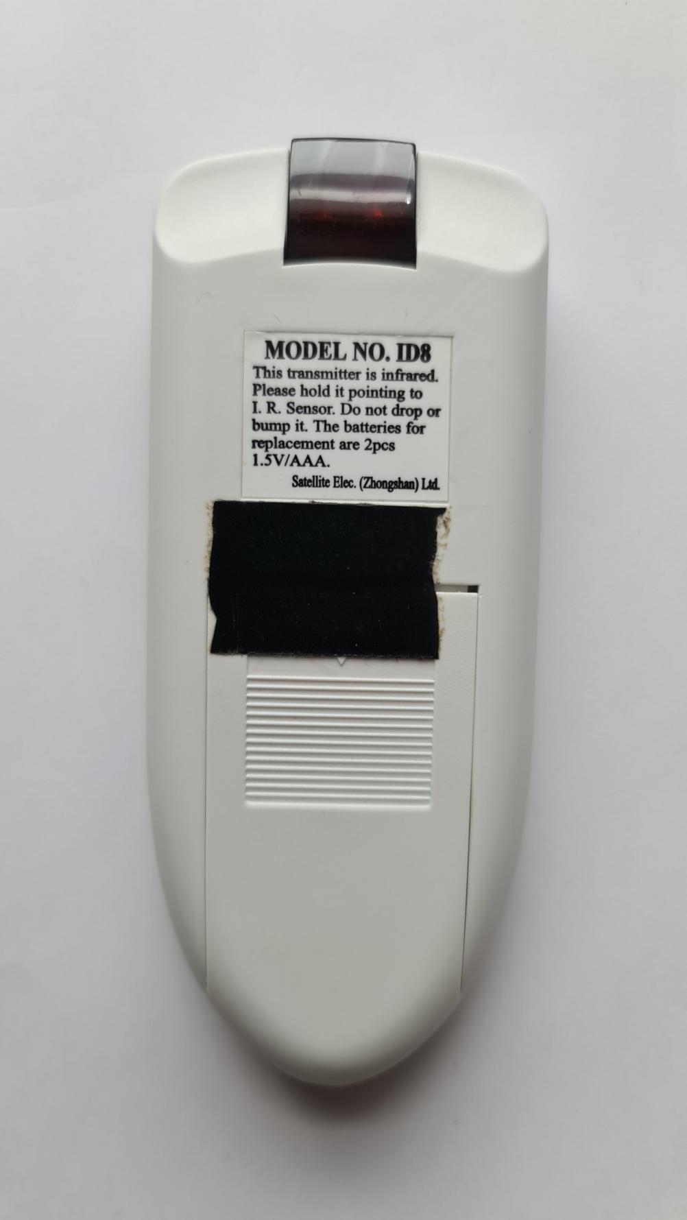 Unknown  Remote Control - Back Image