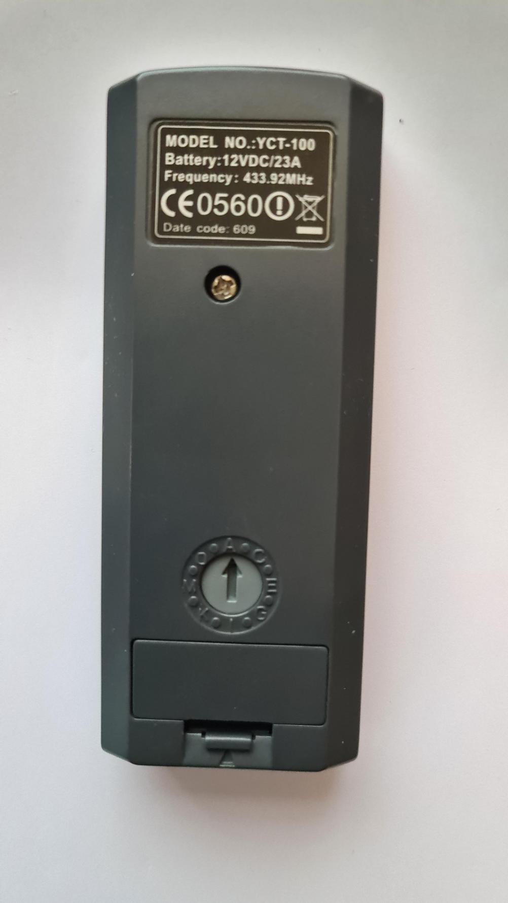 Suncrest  YCT-100 Remote Control - Back Image