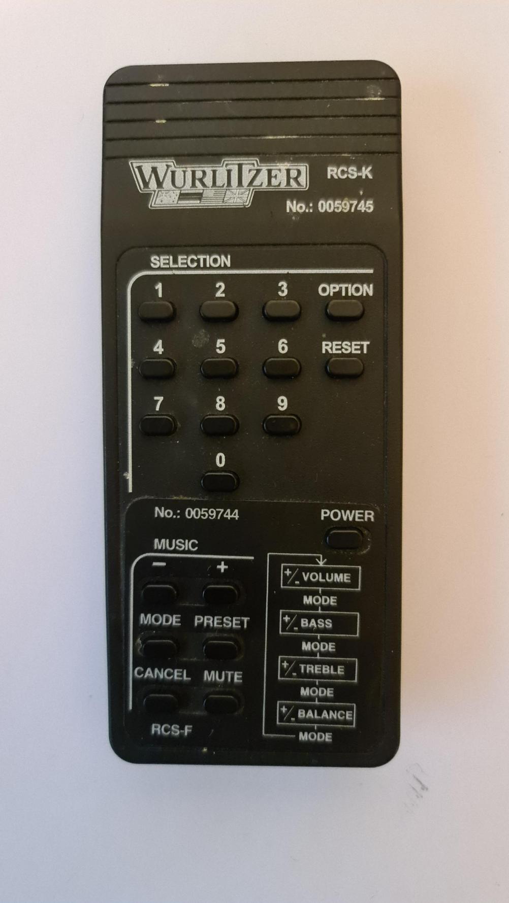 Wurlitzer  Remote Control - Front Image