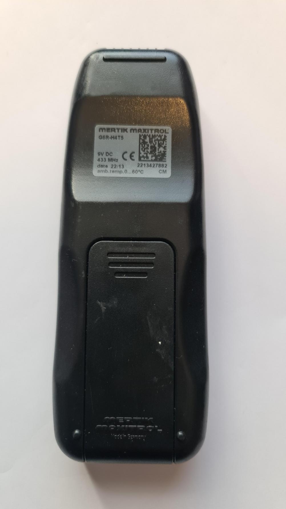 Mertik Maxitrol  G6R-H4T5 Remote Control - Back Image