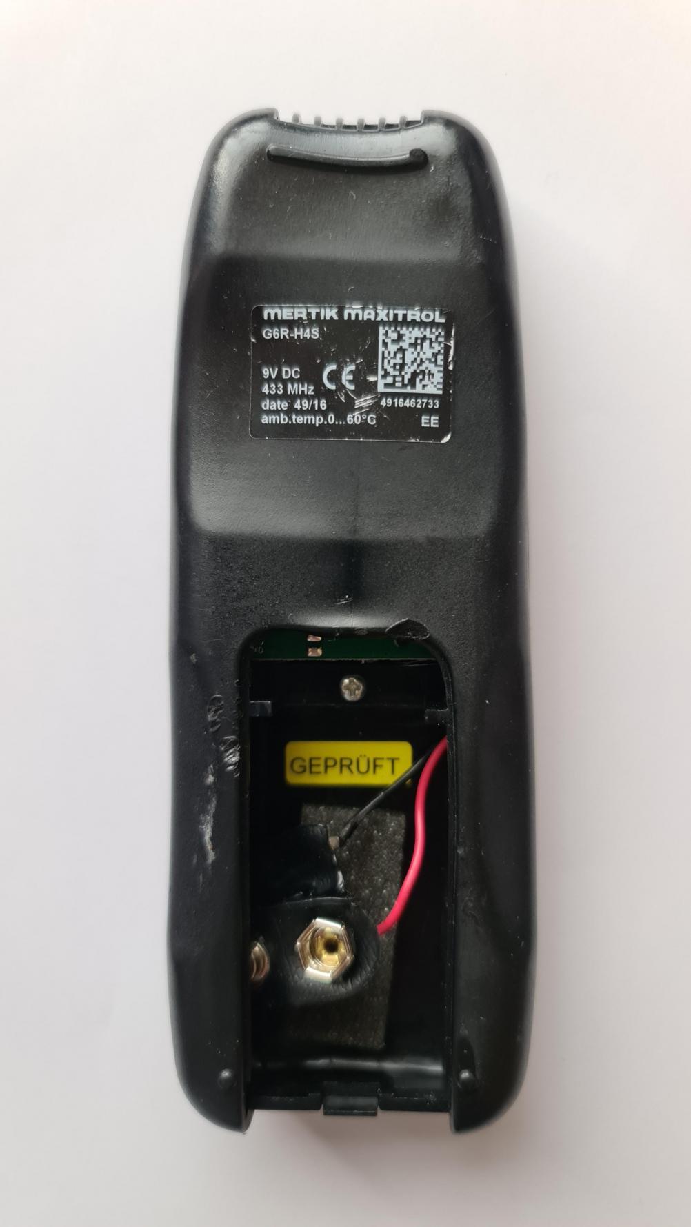 Mertik maxitrol  g6r h4s Remote Control - Back Image